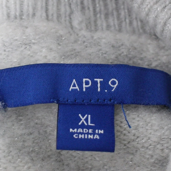 Apt 9 Women's Turtleneck Sweater - Gray/Neon Yellow - Size XL - Button Detail - Picture 5 of 6